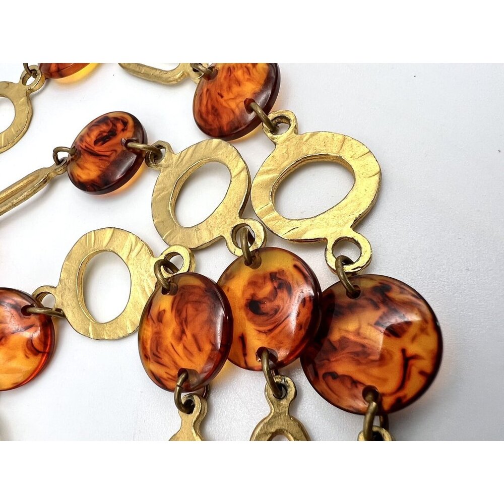 Vintage Mid Century Mod VENDOME Lucite Gold Tone Necklace - Picture 5 of 6